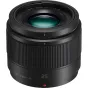 Panasonic Lumix G 25mm f/1.7 ASPH. objekts ar asu priekšējo elementu, teksturētu fokusa gredzenu un apertūru portretiem un video.