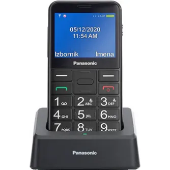 Panasonic KX-TU155EXBN bezvadu telefons ar 2,4 collu krāsainu ekrānu, apgaismotajām pogām un SOS funkciju melnajā lādēšanas statīvā