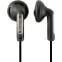 Panasonic RP-HV154E-K in-ear earphones with ergonomic design and 1.2m cable, front and side view