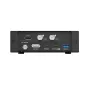 AVMatrix Thunderbolt-PCIe dockstacija no aizmugures ar trim BNC video izvadēm, DisplayPort, diviem 40Gbps Thunderbolt portiem un USB 3.0 profesionālai video darbvirsmas ierīcei