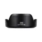 JJC LH-EW53B lens hood for Canon RF-S 10-18mm, featuring a matte finish interior and flower-shaped design, compact and reversible for easy storage.