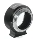 Metabones Leica R to E-mount T Adapter II - precision brass adapter with chromium finish, matte black design, side view showing secure mounting screws