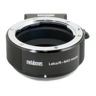 Metabones Leica R to Micro Four Thirds adapter in black matte finish, featuring precision brass construction and electronic aperture control.