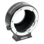 Metabones Leica R to Micro Four Thirds adapter black matte side view with precision brass construction and electronic aperture control compatibility