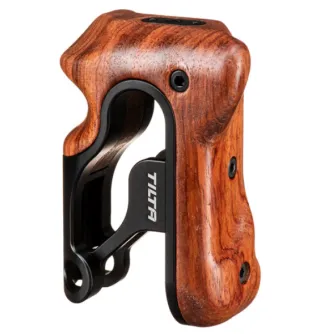 Tilta Left Side Wooden Handle with walnut grip and black aluminum bracket for Tiltaing camera cages