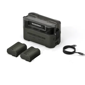 Tilta EN-EL15C 4-slota uzlādes stacija ar 45W PD uzlādi, komplektā divas baterijas un USB-C kabelis, saderīgs ar Nikon un citiem EN-EL15C bateriju veidiem