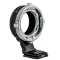 Metabones ARRI PL to Fuji G-Mount adapter with detachable Arca-type tripod foot, satin chrome finish, side view