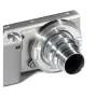 Metabones chrome C-mount to Sony E-mount adapter with precision brass construction attached to camera body