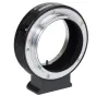 Metabones Canon FD to Canon RF T Adapter with detachable Arca-type tripod foot, brass construction, chromium plating, and satin finish for seamless lens mounting