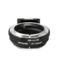 Metabones Canon FD to Fuji X-mount adapter with Arca-type tripod foot, black matte finish, OFF/ON switch detail