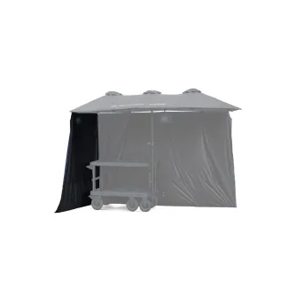 Tilta Sunshade for Boulder Camera Cart, 2-Panel Black design with magnetic panel connections and ground-reaching structure for glare-free outdoor video monitoring.