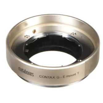 Metabones zelta Contax G uz Sony E-mount T adapteris ar precīzu misiņa konstrukciju un melnu flokētu iekšpusi, lai samazinātu spīdumu