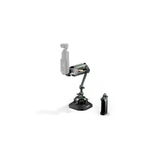 Tilta Hydra Alien Mini Ultimate Kit in forest green with hydraulic damping arm, suction cup base, and rechargeable battery-powered suction cup for smooth action camera stabilization on vehicles or handheld setups