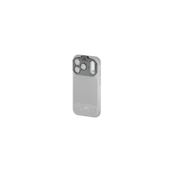 Адаптер объектива Tilta Khronos 17mm для iPhone 17 Pro с встроенными светодиодными фонариками, элегантный боковой вид в цвете Space Gray