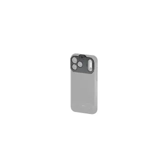 Tilta Khronos 17mm thread lens adapter for iPhone 17 Pro Max - Space Gray, side view featuring three lens mounting points and a textured grip design