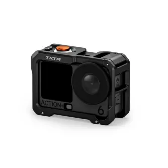 Tilta pilnīga kameras kārba DJI Osmo Action 6 - melnā priekšējā redzējuma versija ar pagarinātām pogām un aukstā pēda montāžas punktiem