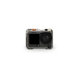 Tilta Full Camera Cage for DJI Osmo Action 6 in titanium gray - front view showcasing extended button area and lens opening