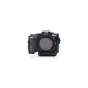 Tilta Full Camera Cage for Sony Alpha 7 V in black, featuring an integrated cable clamp and cold shoe mount for secure accessory attachment.