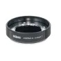 Metabones Contax G uz Fuji X-mount T adapteris melns matēts priekšējais skats ar gravētu zīmolu un manuālo fokusa gredzenu