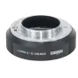 Metabones Contax G uz Fuji X-mount T adapteris melnā matēta priekšējā pusē ar plašu manuālo fokusa gredzenu un elektroniskajiem kontaktiem objektīvu integrācijai.