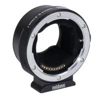 Metabones Contax N to E-mount Smart Adapter black matte side view with detachable tripod foot and exposed E-mount contactsMetabones Contax N to E-mount Smart Adapter black matte side view with detachable tripod foot and exposed E-mount contacts
