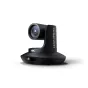 TelyCam Vision+ 4KN 12X PTZ kamera ar 4K60 izvadi un automātisko sekošanu, ar elegantu melnu dizainu un profesionālu raidīšanas objektīvu augstas kvalitātes videomateriālu uzņemšanai.
