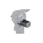 Tilta TGA-NRA-L left-side NATO rail adapter with ARRI rosette and dual cold-shoe mounts for DJI RS-series gimbals, securely clamped for precise accessory attachment