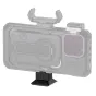 Tilta TK-ARCA-38-B 38mm ARCA-Svīšu ātra atbrīvošanas adapteris Khronos korpusam, melnā krāsā, uzstādīts uz iPhone 15 Pro korpusa, nodrošinot saderību ar DJI stabilizatoriem un statīviem