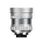 Объектив Thypoch DZO Simera 21мм f1.4 для крепления Leica M серебристого цвета с установленным козырьком и шкалами фокусировки и диафрагмы