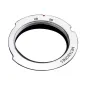 Metabones L39 to Leica M adapter with 28-90mm rangefinder frame line markings, brass construction, and red alignment dot for precise lens mounting