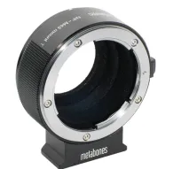Metabones Nikon F to Micro Four Thirds T adapter III featuring a matte black finish, detachable Arca-type tripod foot, and precision-engineered metal construction.Metabones Nikon F to Micro Four Thirds T adapter III featuring a matte black finish, detachable Arca-type tripod foot, and precision-engineered metal construction.