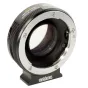 Metabones Speed Booster ULTRA 0.71x adapter for Sony A-mount to Fujifilm X-mount, black matte finish with optical elements visible through the lens opening
