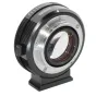 Metabones Speed Booster ULTRA 0.71x adapter for Sony A-mount to Fujifilm X-mount with detachable tripod foot, black matte finish, close-up side view
