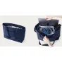 Moment Everything Travel Tote 19L navy open view with laptop sleeve and organized compartments for work and travel essentials