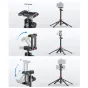 Ulanzi MT-44 B 2-in-1 selfie stick tripod with 360-degree ball head and 1/4 inch screw mount for smartphone attachment, shown in assembly and extended quadpod mode
