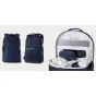 Moment Everything Backpack 21L Overnight navy exterior and interior view with laptop compartment and organized storage pockets