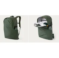 Moment Everything Backpack 28L Weekender in olive color, side view with water bottle pocket and fully open interior showcasing spacious storage and organizational features.Moment Everything Backpack 28L Weekender in olive color, side view with water bottle pocket and fully open interior showcasing spacious storage and organizational features.