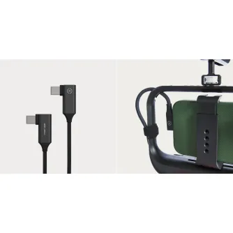 Moment 4-inch right-angle USB-C to USB-C cable with dual 90-degree connectors for tight-fitting setups, ideal for camera rigs and compact devices