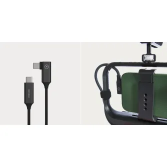 Moment 9 colu USB-C leņķotais kabeļs ar izturīgu neilona apvalku, ar taisnu un leņķotu USB-C savienotāju kompaktām kameru konstrukcijām.