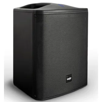Rode NEXT Audio Maverick MV6 portable 200W Bluetooth speaker with built-in battery, side view highlighting the front panel and premium sound design