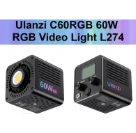 Ulanzi C60RGB 60W RGB video light with COB LED, showcasing front and side views with control panel, touchscreen, and mini Bowens mount compatibilityUlanzi C60RGB 60W RGB video light with COB LED, showcasing front and side views with control panel, touchscreen, and mini Bowens mount compatibility