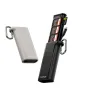 Ulanzi CR2 All-in-One Card Case Starlight Gray with carabiner clip, open view showing 12 card slots for SD, TF, and Nano SIM storage