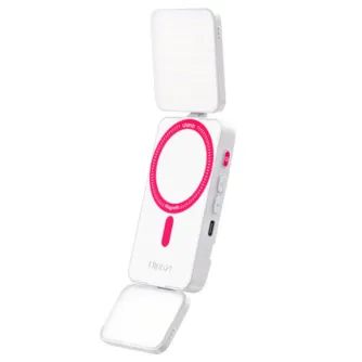 Ulanzi GL01 GlowUp Fill Light in Peach Snow color, compact clip-on design with an extended LED panel for soft illumination, ideal for enhancing selfies and video content.