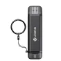 Ulanzi CR3 3-in-1 kartes lasītājs melnā alumīnija korpusā ar diviem SD/MicroSD slīčiem un noņemamu USB kabeli ātrai 200MB/s datu pārsūtīšanai