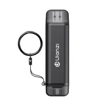 Ulanzi CR3 3-in-1 card reader in black aluminum with dual SD/MicroSD slots and detachable USB cable for fast 200MB/s data transferUlanzi CR3 3-in-1 card reader in black aluminum with dual SD/MicroSD slots and detachable USB cable for fast 200MB/s data transfer