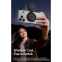 Ulanzi LM21 Magnetic Fill Light in use with smartphone for selfie photography, featuring adjustable warm and cool color temperature settings via touch-sensitive dial