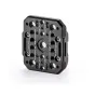 Tilta ES-T22-RMP rear mounting plate for Canon C400 camera featuring ARRI-compatible 1/4-20 and 3/8-16 threads, strap slots, and lightweight aluminum construction