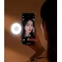 Ulanzi LM21 Magnetic Fill Light in use with smartphone for soft white LED selfie lighting, attached via magnetic base for vloggers and content creators