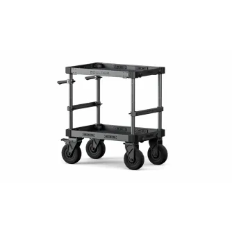 Tilta Boulder Camera Cart aluminum black - portable camera cart with sturdy aluminum frame, two shelves, four wheels, and tool-free assembly