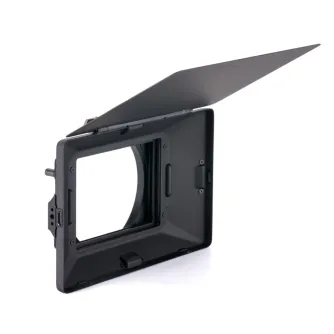 Tilta Mirage Pro matte box with adjustable sun visor and clamp-on adapter for 110mm lenses, featuring modular filter holders and lightweight carbon fiber design